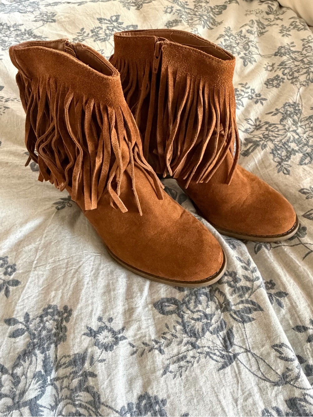 Mossimo Supply Co. Suede Fringe Ankle Boots - Rust Brown